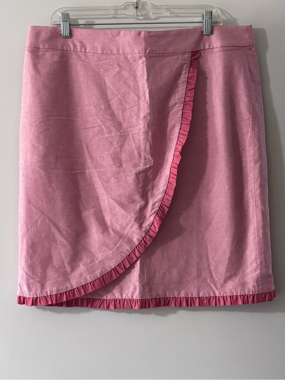 J.Crew Pink Cotton Ruffled Wrap Skirt Size 16 NWT